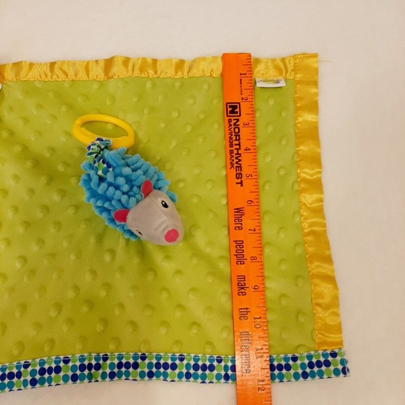 Early Years Hedgehog Lovey Security Blanket Plush Dots Clip Satin Trim Back Toy - Picture 4 of 16